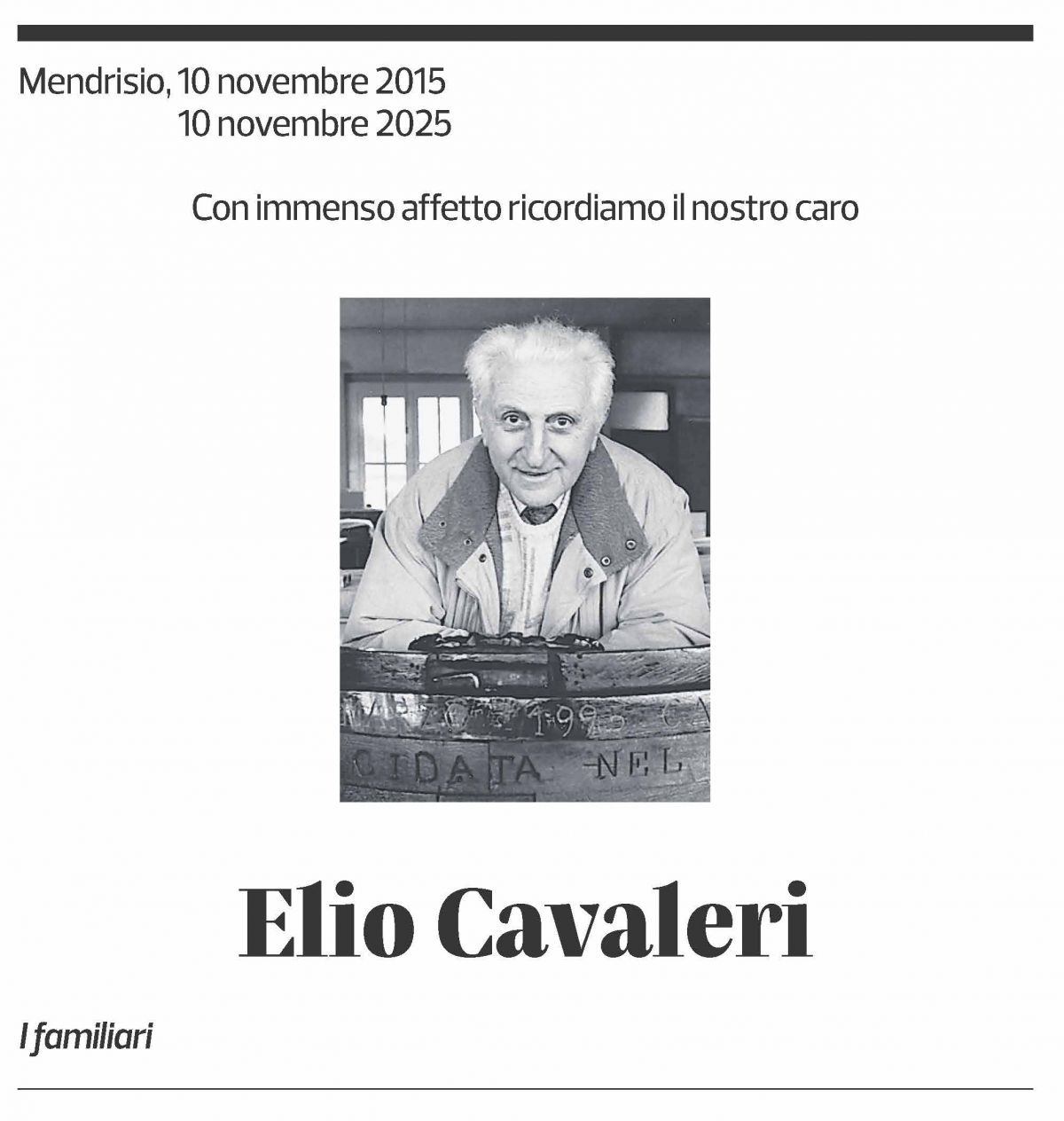 Annuncio funebre Elio Cavaleri