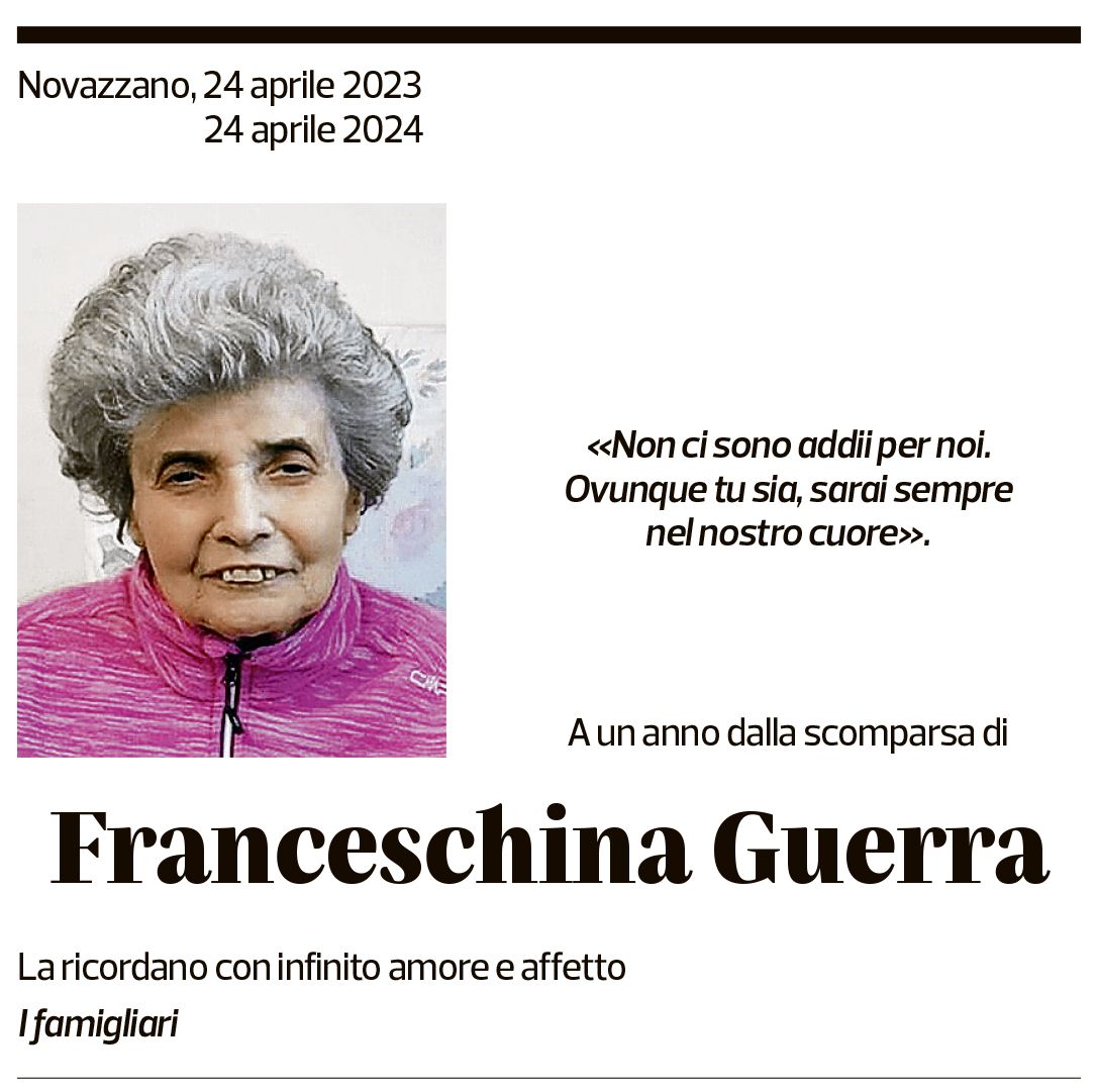 Annuncio funebre Franceschina Guerra