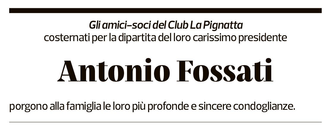 Annuncio funebre Antonio Fossati