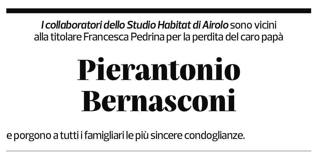 Annuncio funebre Pierantonio Bernasconi