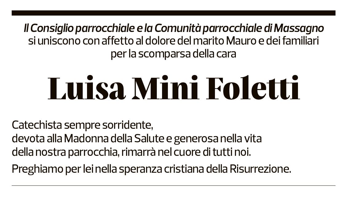 Annuncio funebre Luisa Mini Foletti
