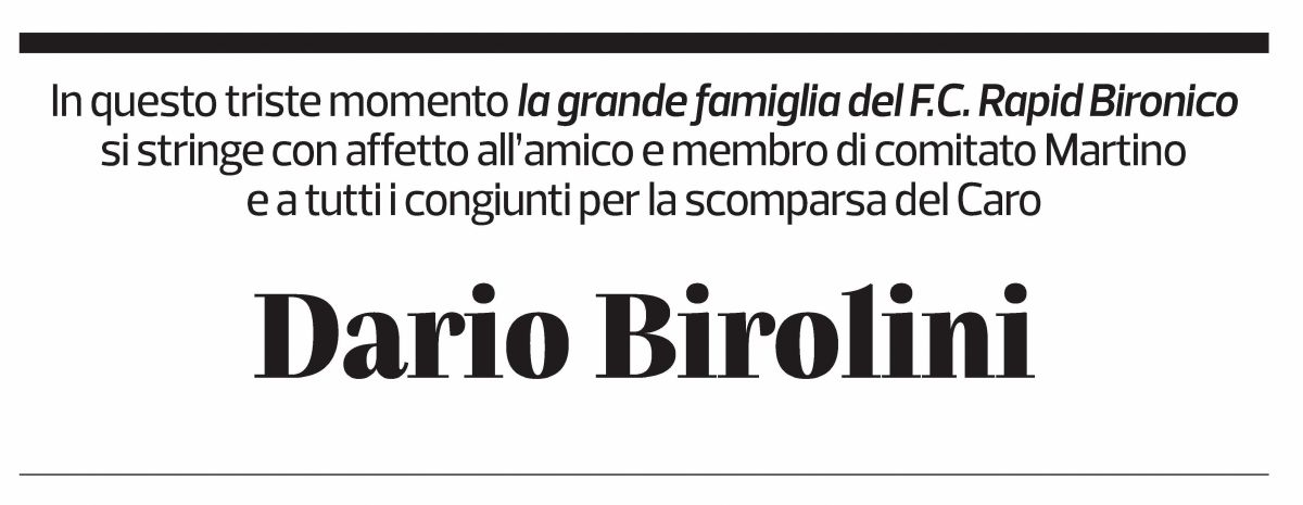 Annuncio funebre Dario Birolini