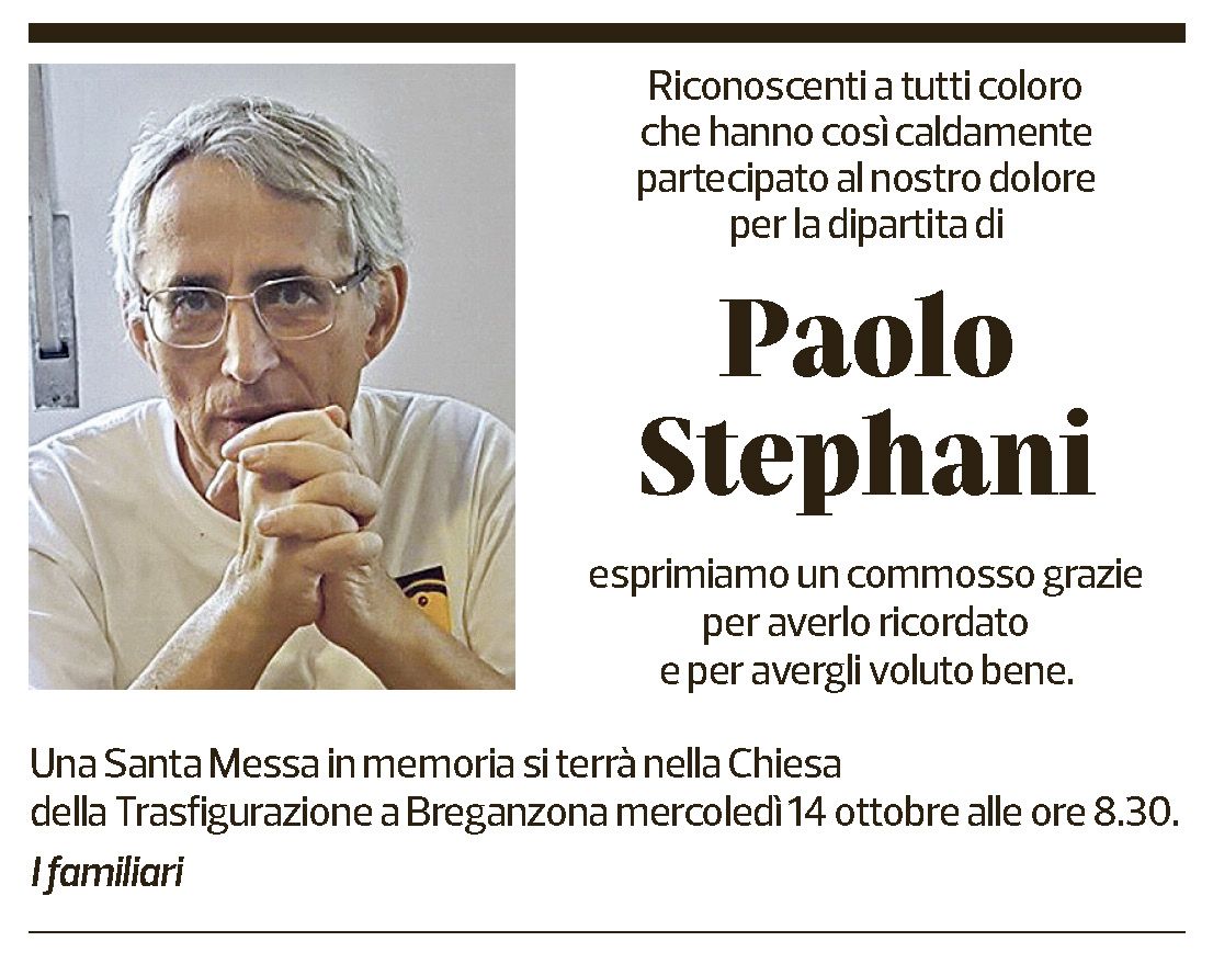 Annuncio funebre Paolo Stephani