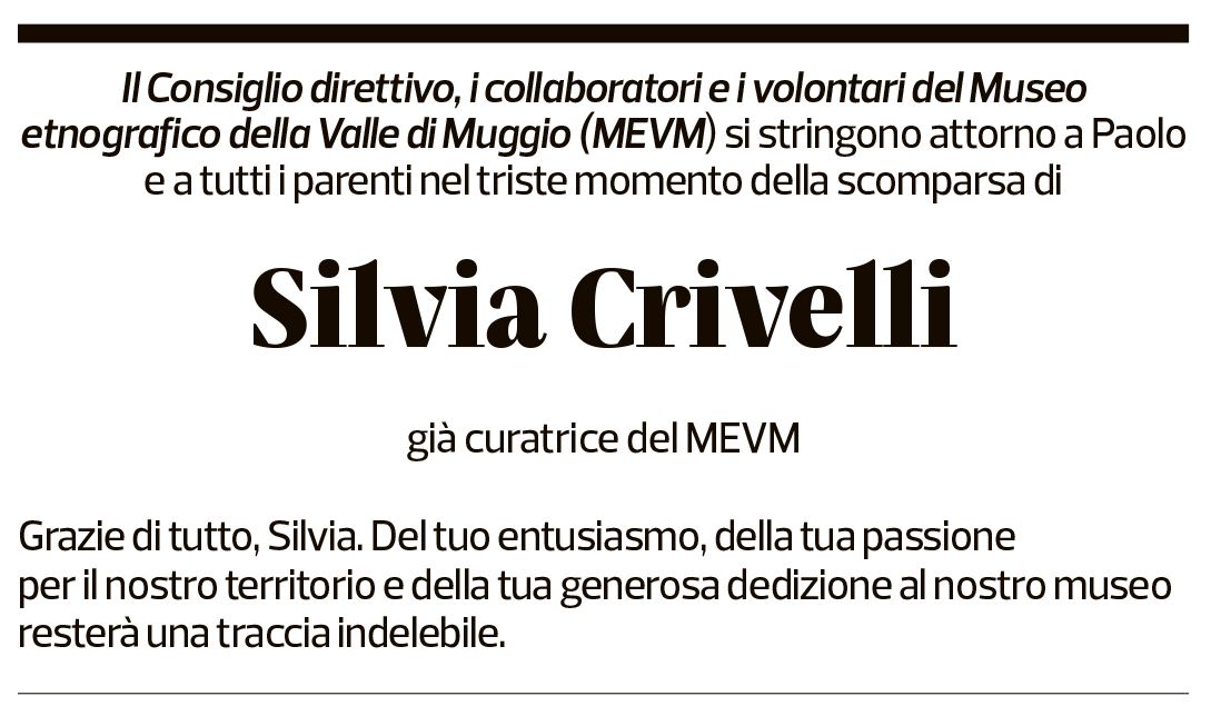 Annuncio funebre Silvia Crivelli