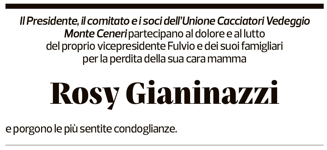 Annuncio funebre Rosy Gianinazzi