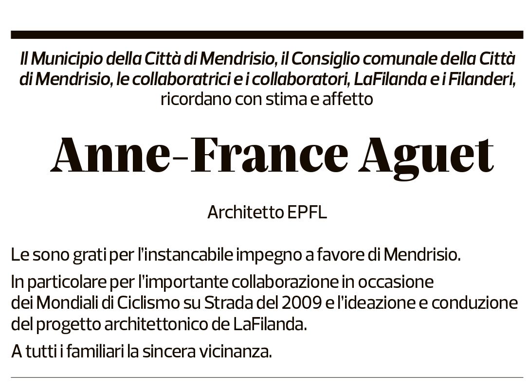 Annuncio funebre Anne-france Aguet