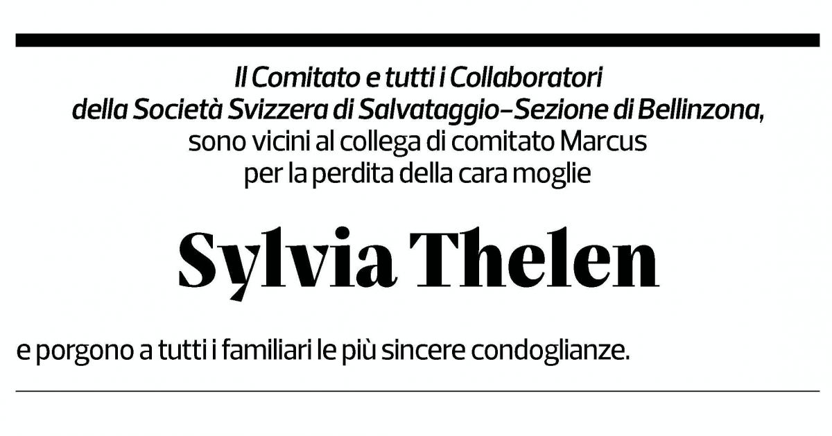 Annuncio funebre Sylvia Thelen