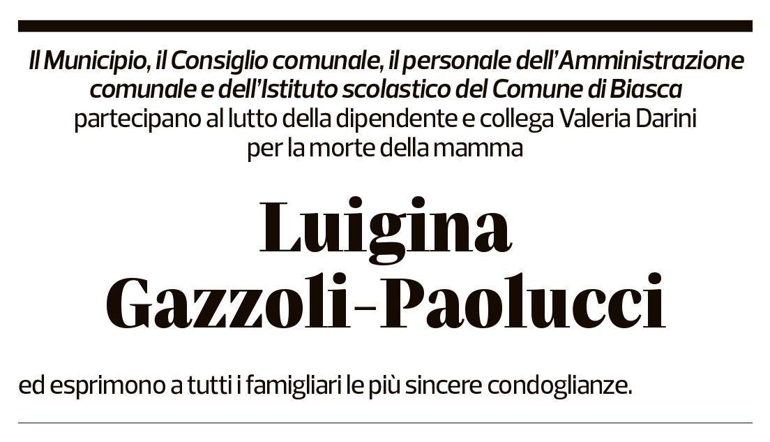 Annuncio funebre Luigina Gazzoli-paolucci