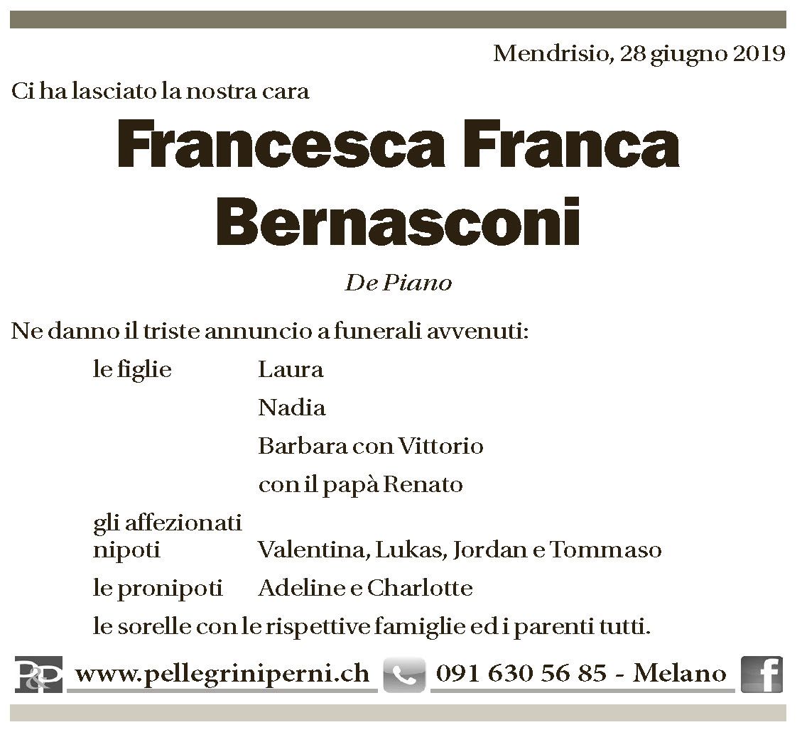 Annuncio funebre Francesca Franca Bernasconi