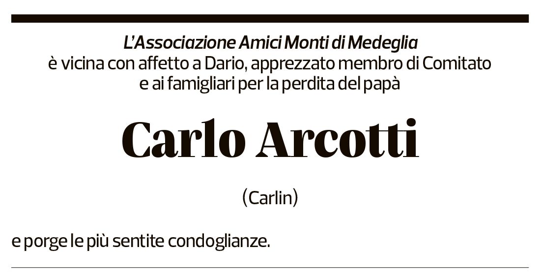 Annuncio funebre Carlo Arcotti