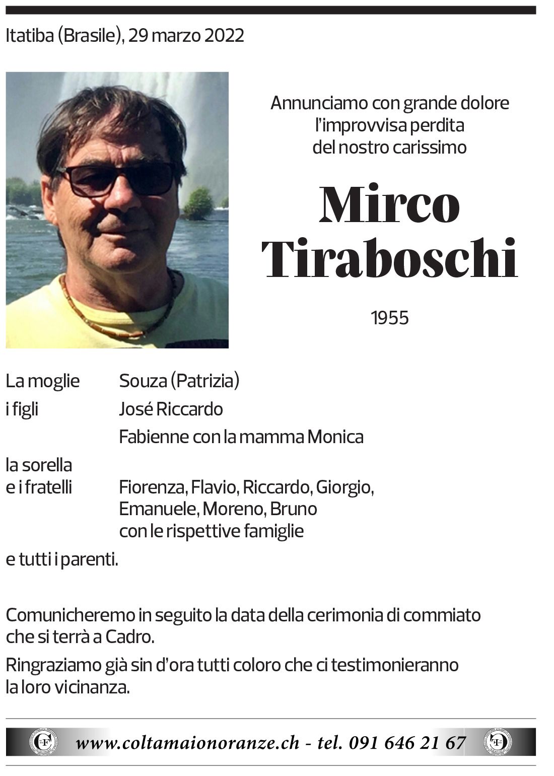 Annuncio funebre Mirco Tiraboschi