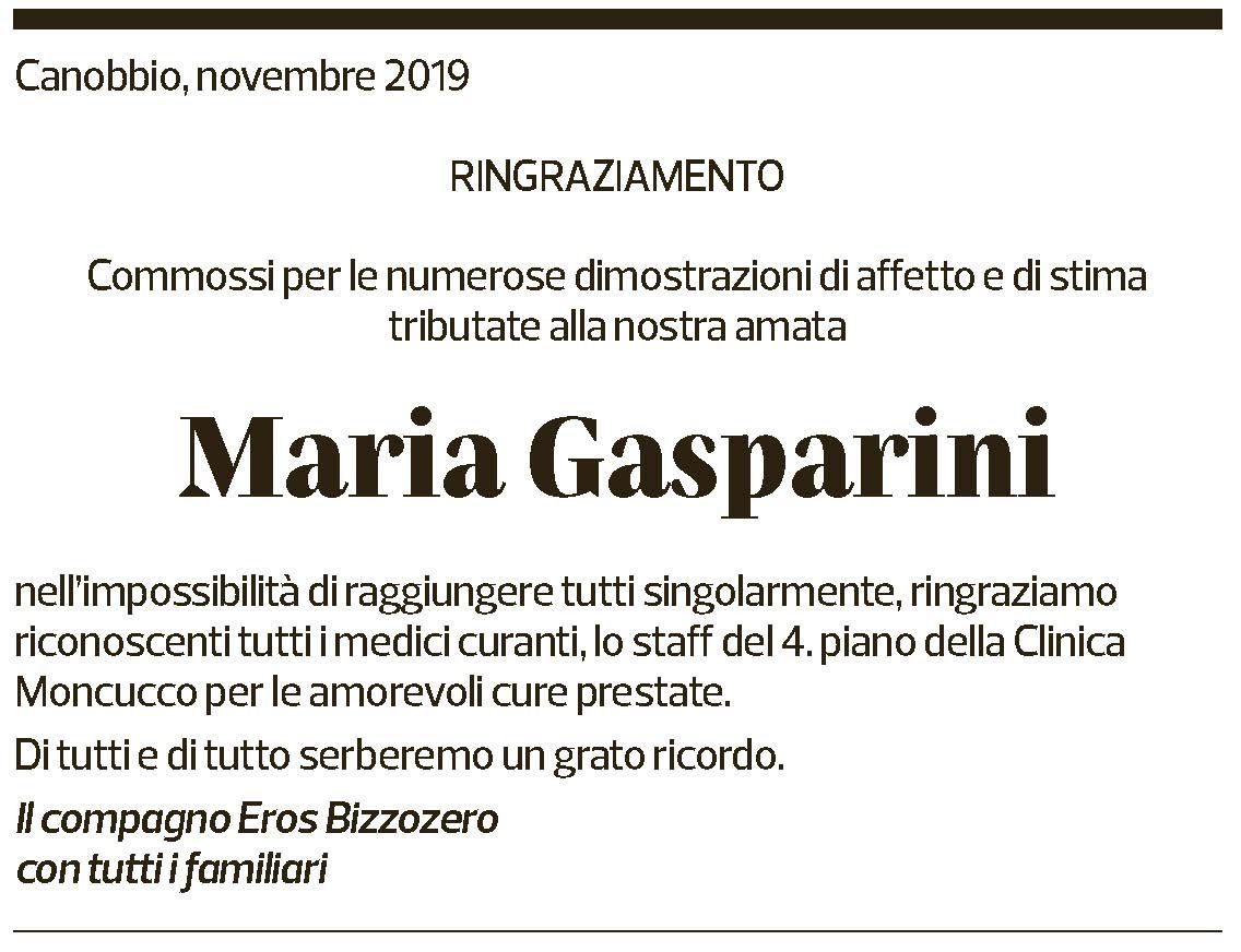 Annuncio funebre Maria Gasperini
