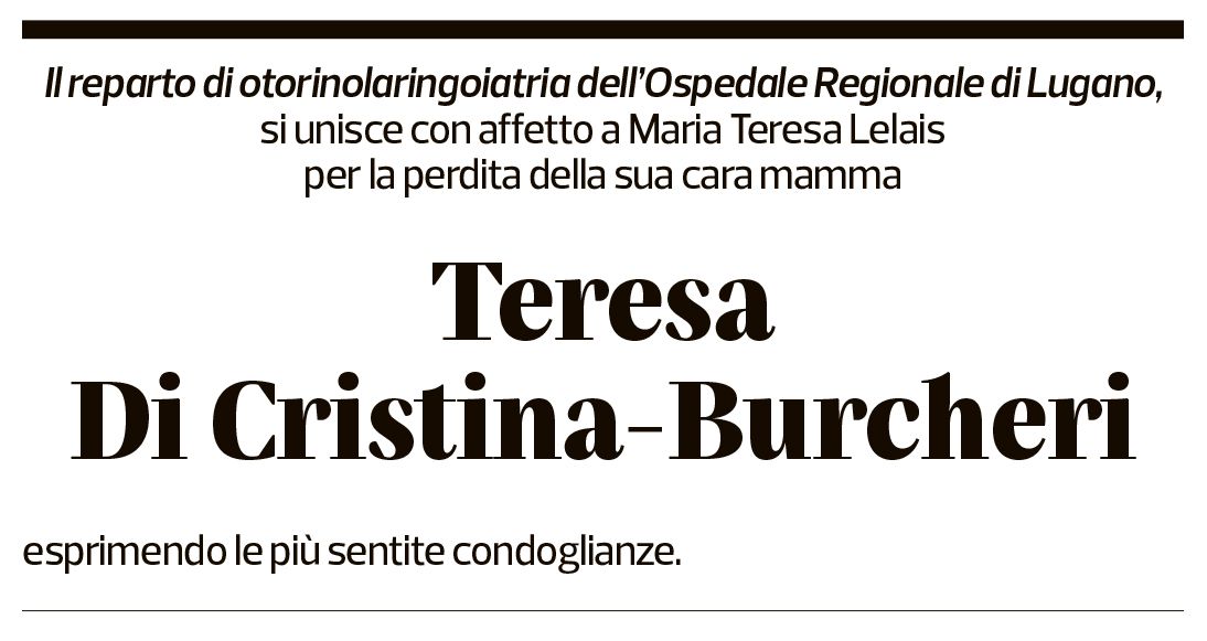 Annuncio funebre Teresa Di Cristina-burcheri