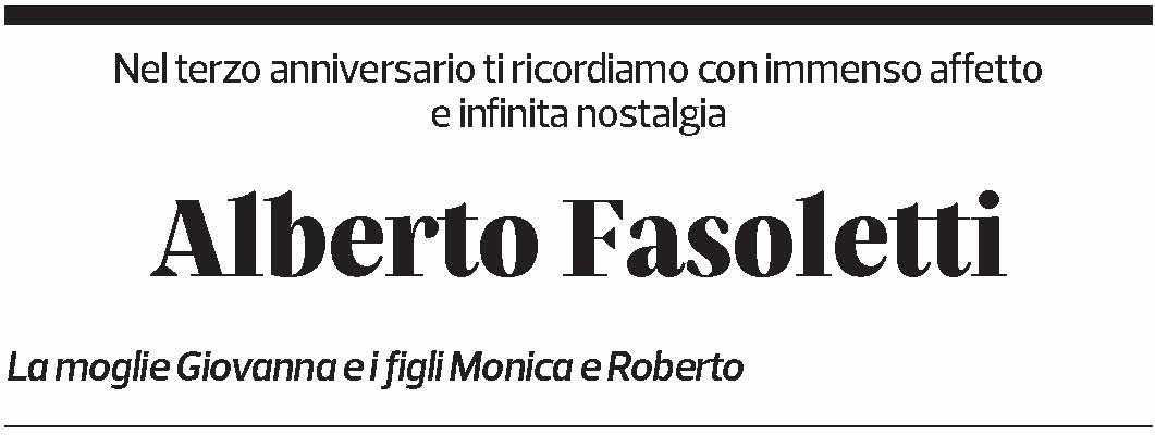 Annuncio funebre Alberto Fasoletti
