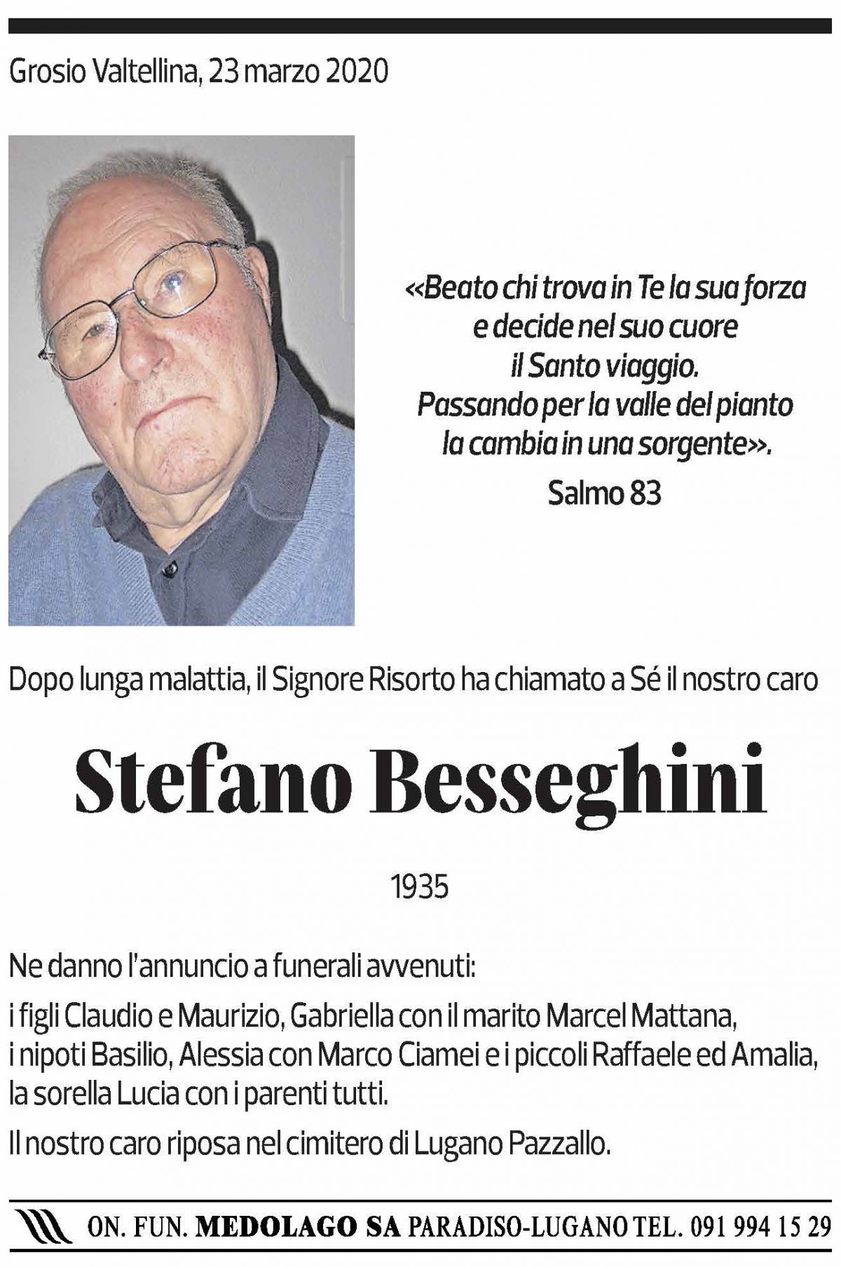 Annuncio funebre Stefano Besseghini