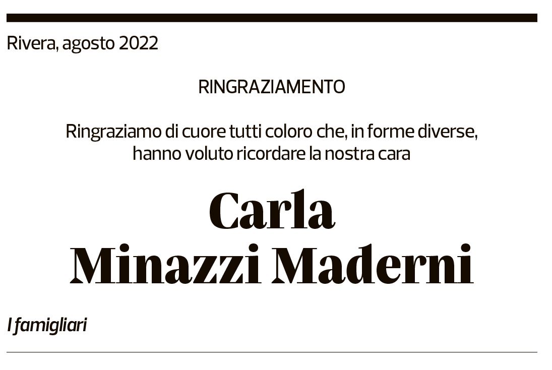 Annuncio funebre Carla Minazzi Maderni