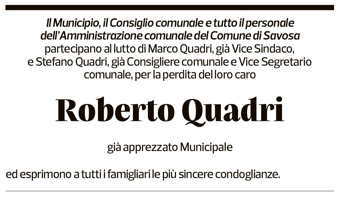 Annuncio funebre Roberto Quadri