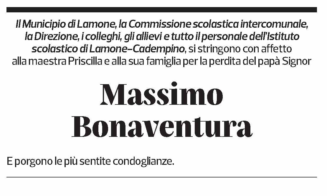 Annuncio funebre Massimo Bonaventura