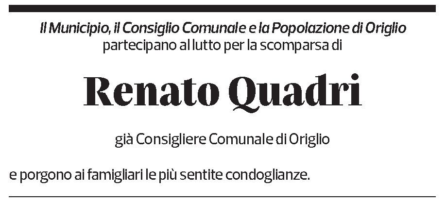 Annuncio funebre Renato Quadri