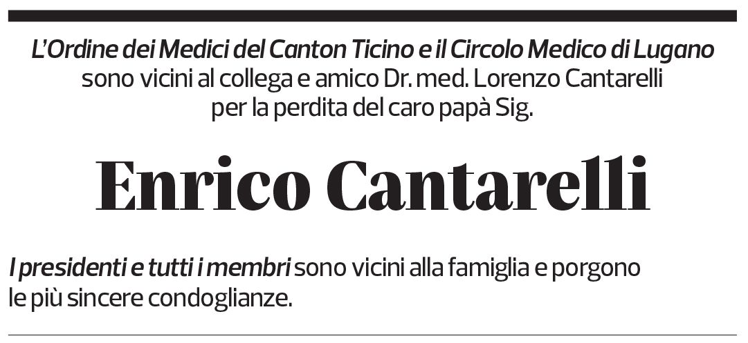 Annuncio funebre Enrico Cantarelli