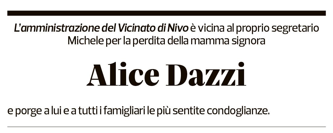 Annuncio funebre Alice Dazzi