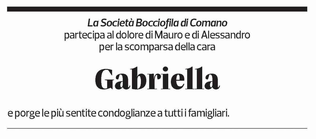Annuncio funebre Gabriella Menzi