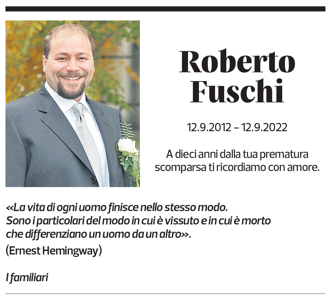 Annuncio funebre Roberto Fuschi