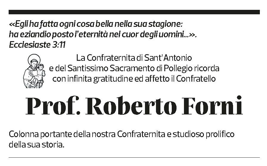 Annuncio funebre Roberto Forni