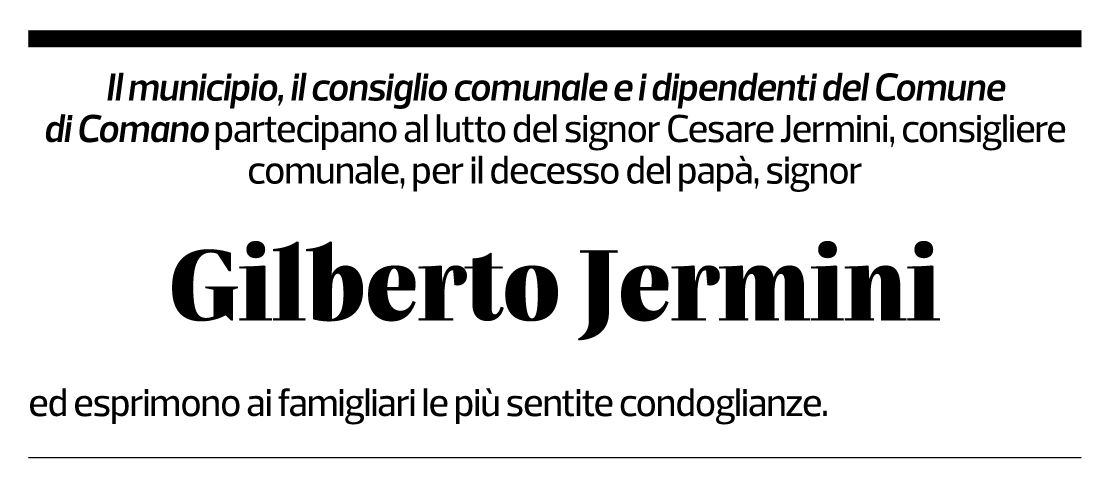 Annuncio funebre Gilberto Jermini