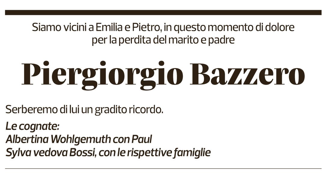 Annuncio funebre Piergiorgio Bazzero