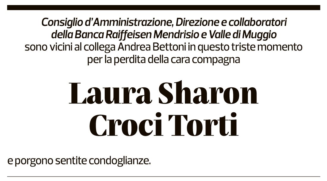 Annuncio funebre Laura Sharon Croci Torti