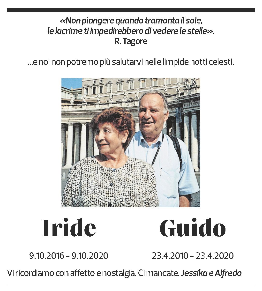 Annuncio funebre Iride Guido