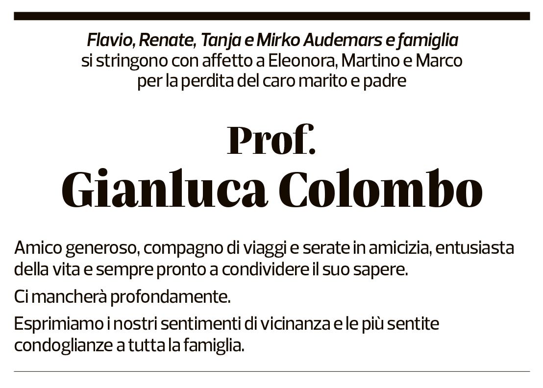 Annuncio funebre Gianluca Colombo