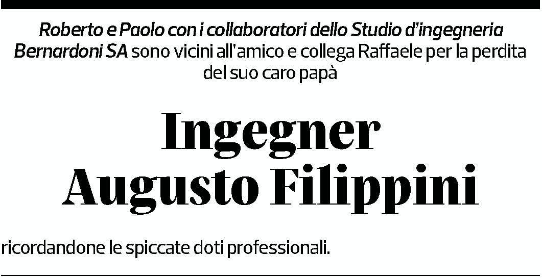 Annuncio funebre Augusto Filippini