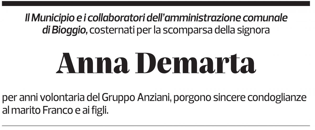 Annuncio funebre Anna Demarta