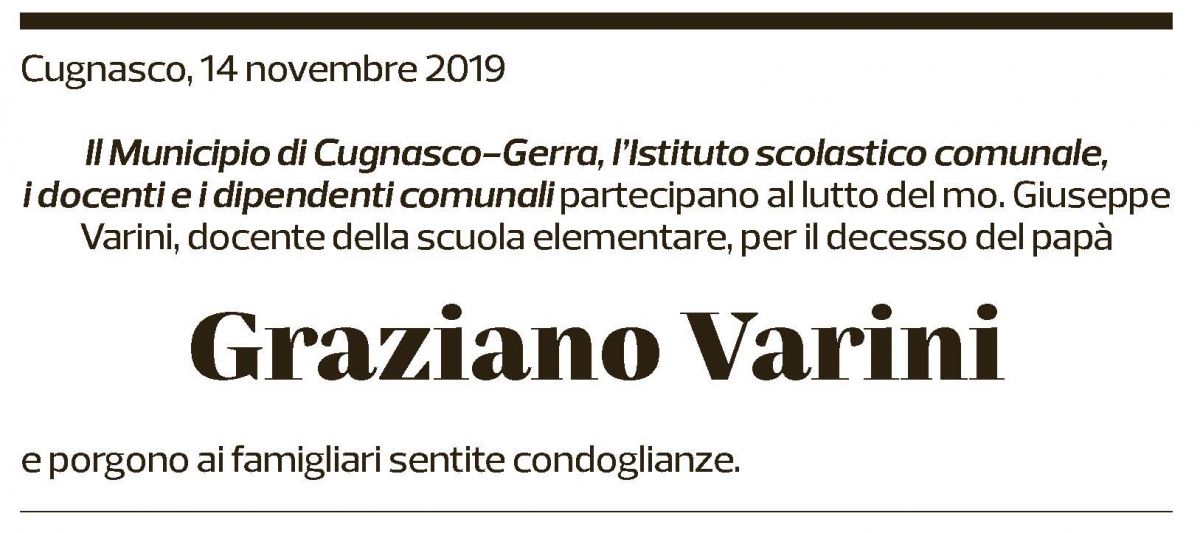 Annuncio funebre Graziano Varini