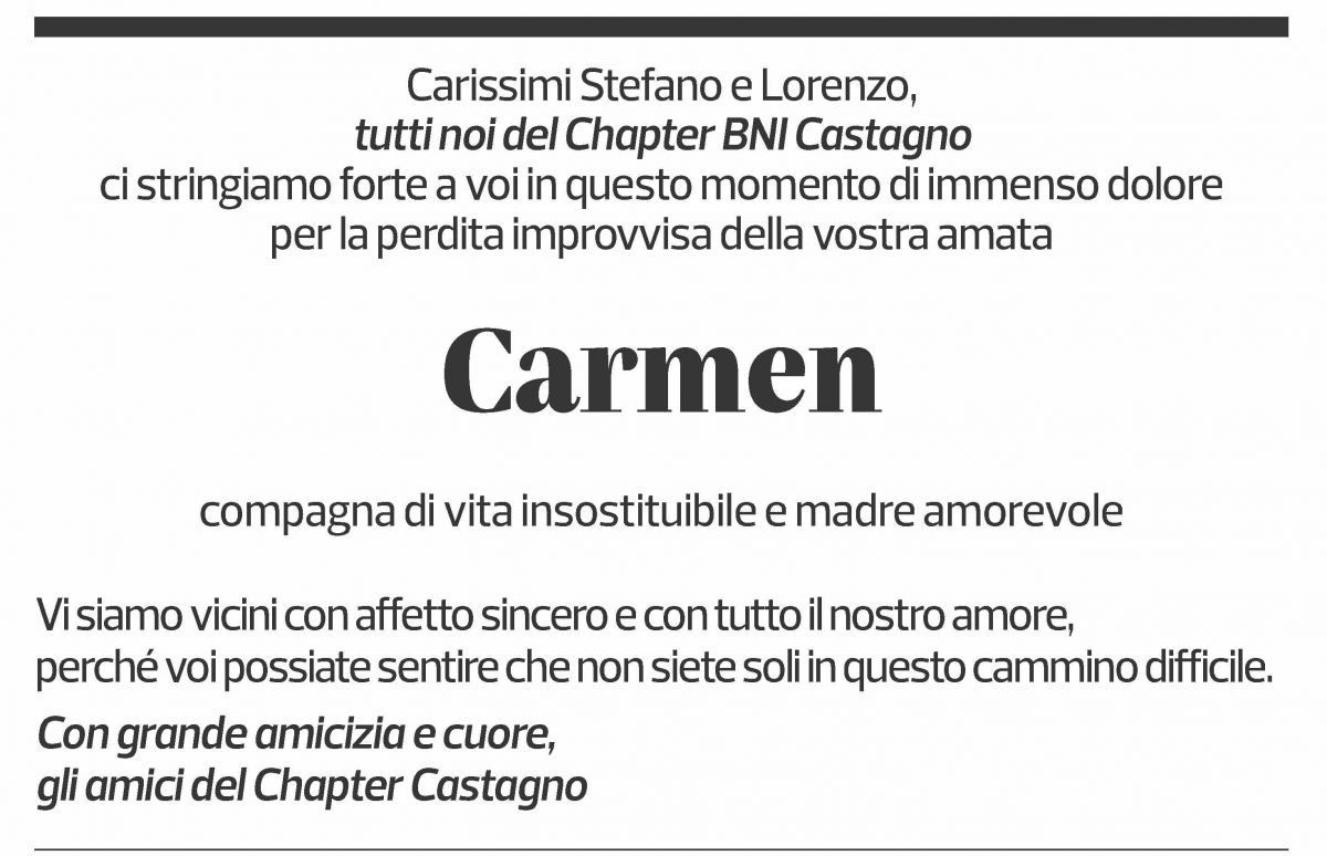 Annuncio funebre Carmen Barbieri