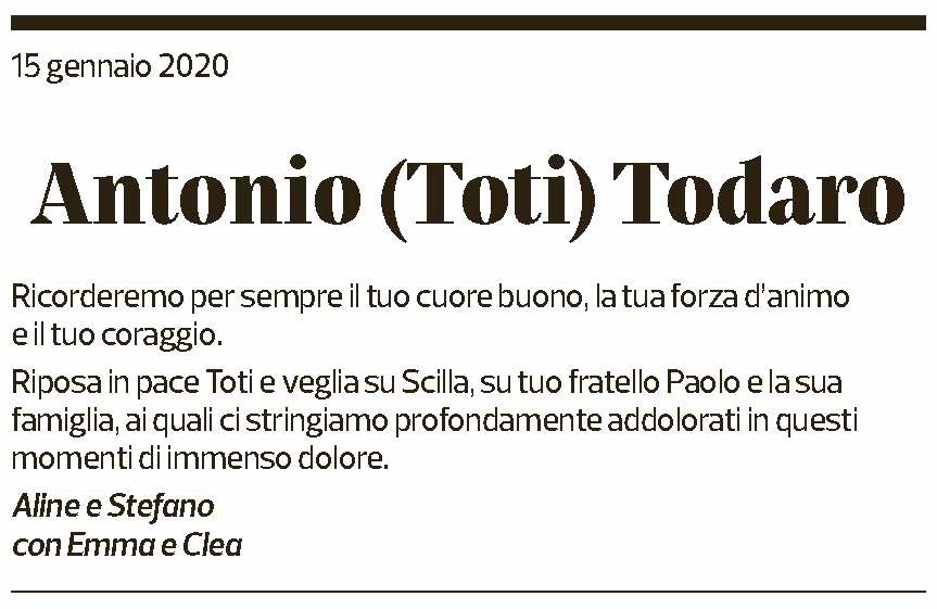Annuncio funebre Antonio Todaro