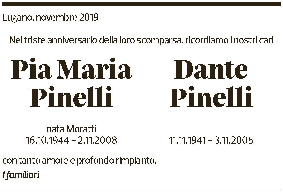 Annuncio funebre Pia Maria - Dante Pinelli