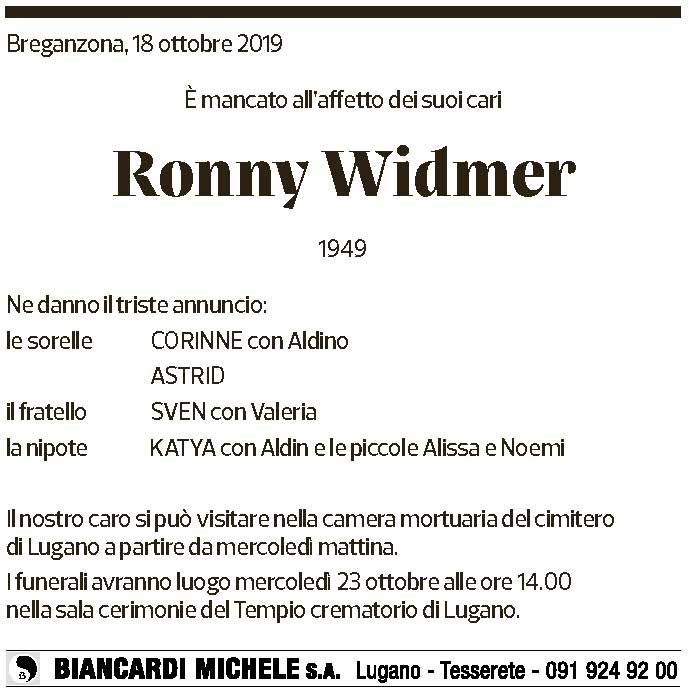Annuncio funebre Ronny Widmer