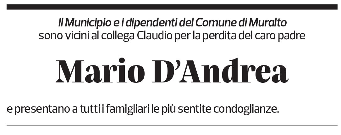 Annuncio funebre Mario D'andrea