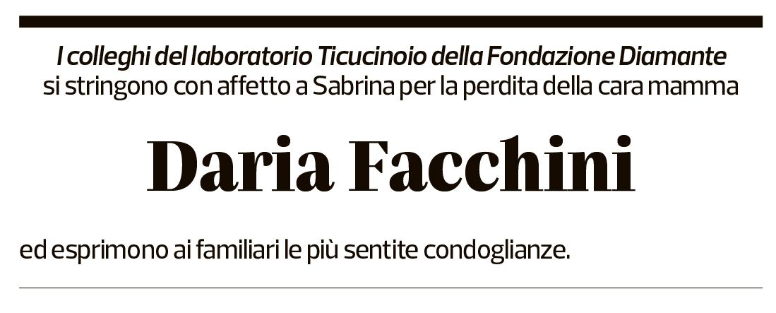 Annuncio funebre Daria Facchini