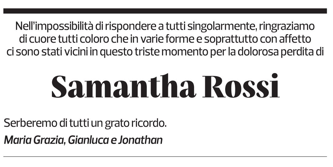 Annuncio funebre Samantha Rossi