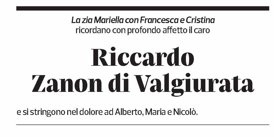 Annuncio funebre Riccardo Zanon