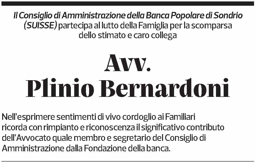 Annuncio funebre Plinio Bernardoni