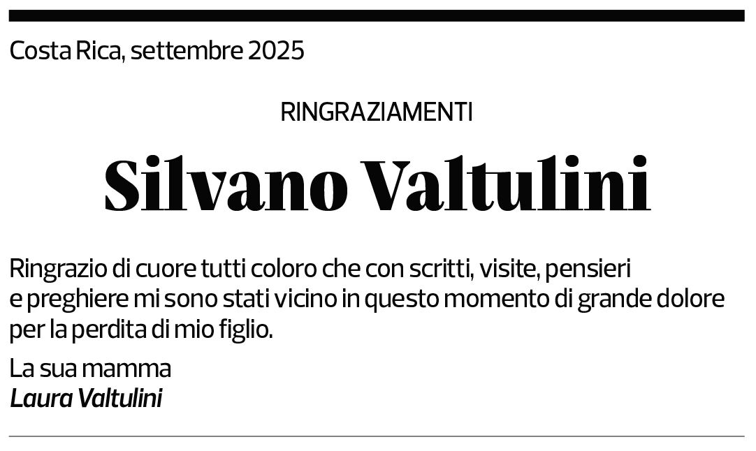 Annuncio funebre Silvano Valtulini