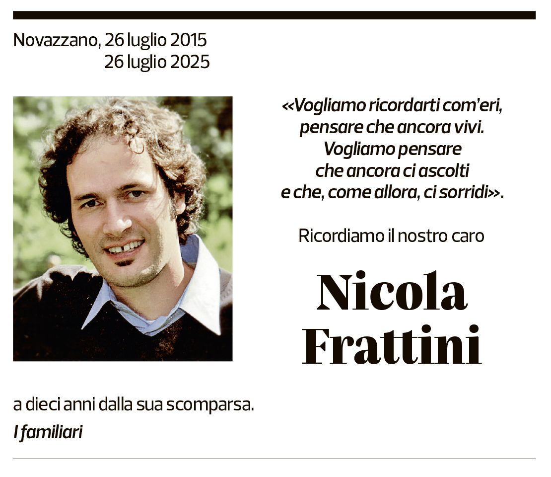 Annuncio funebre Nicola Frattini