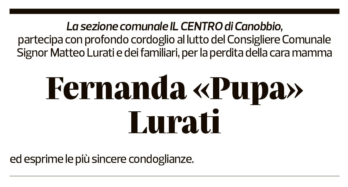 Annuncio funebre Fernanda Lurati