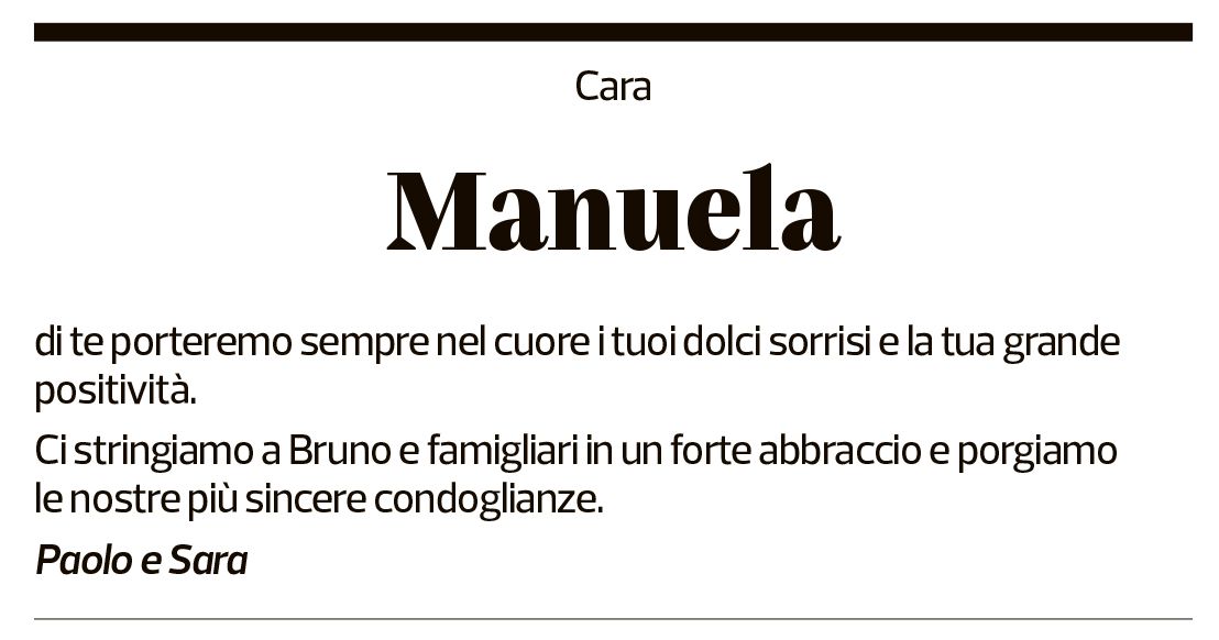 Annuncio funebre Manuela Dalpozzo