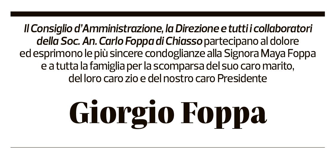 Annuncio funebre Giorgio Foppa